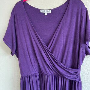 MeriSkye Purple Wrap Maxi Dress, 1X